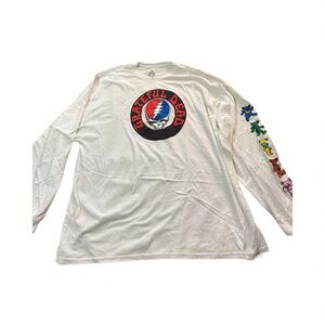 Grateful Dead White Long Sleeve Tee with Colorful Sleeve Design Size 2XL - New